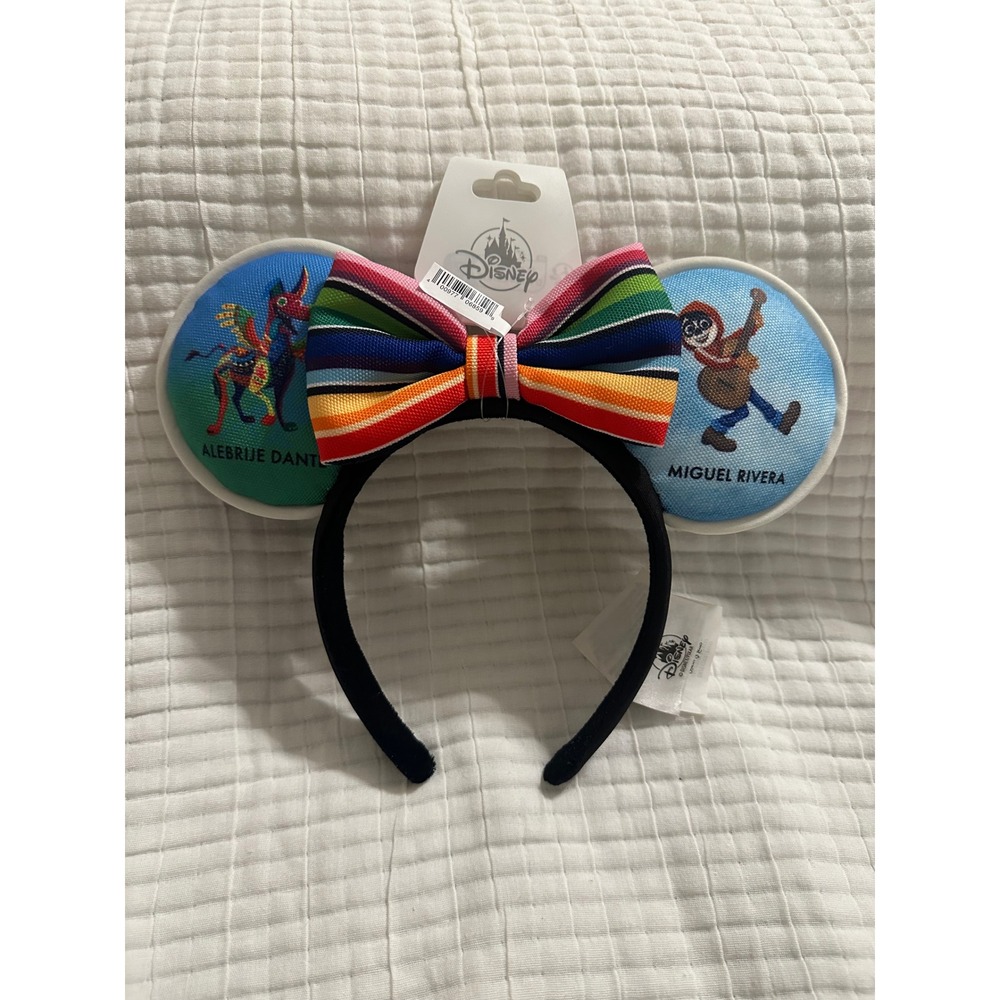 Disney Parks Coco Minnie Mouse Ear Headband Miguel Dante Serape Bow NWT